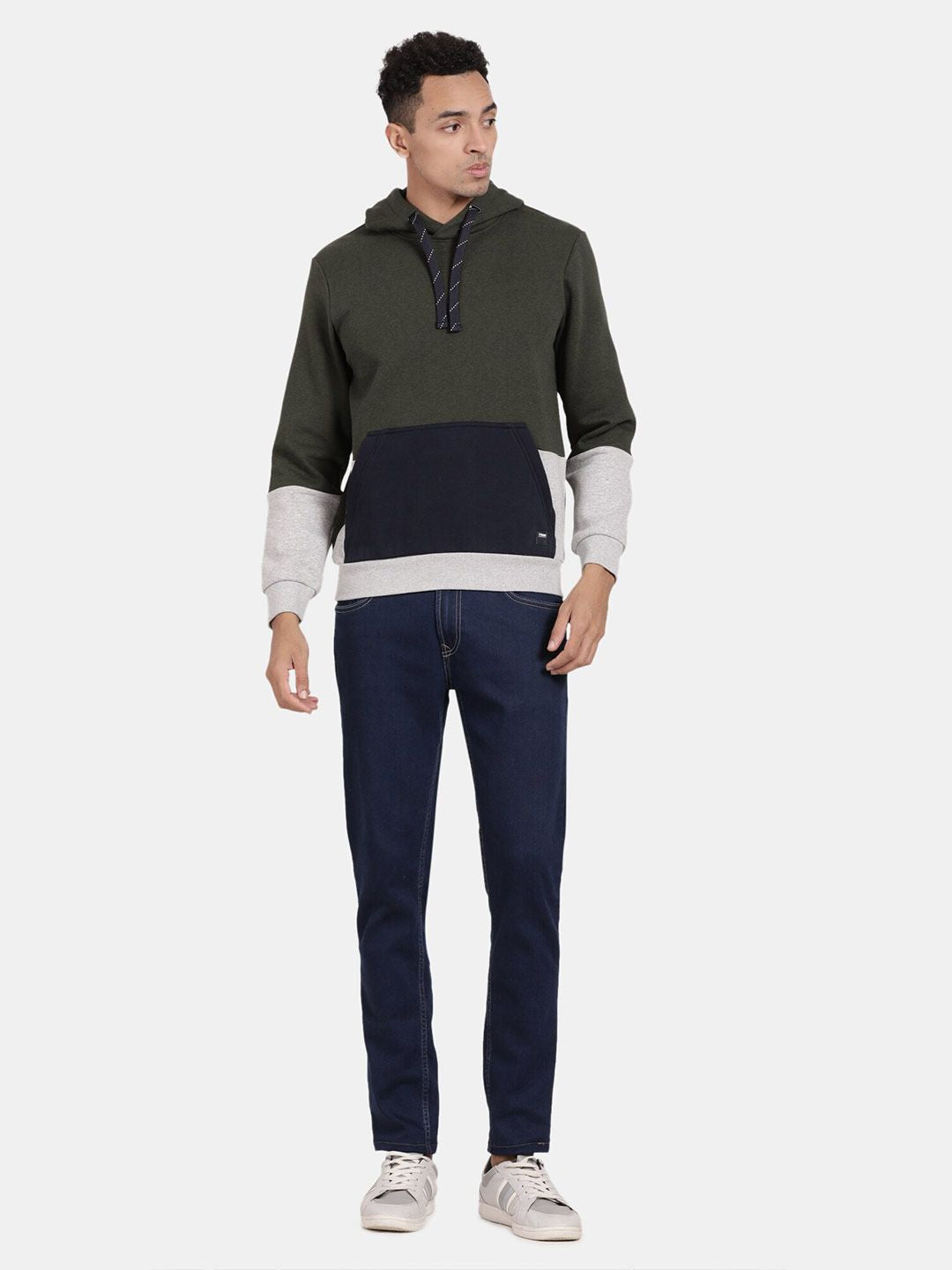 T-Base Colourblocked Hooded Pullover Sweatshirt