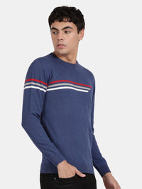 T-Base Striped Round Neck Cotton Pullover Sweater