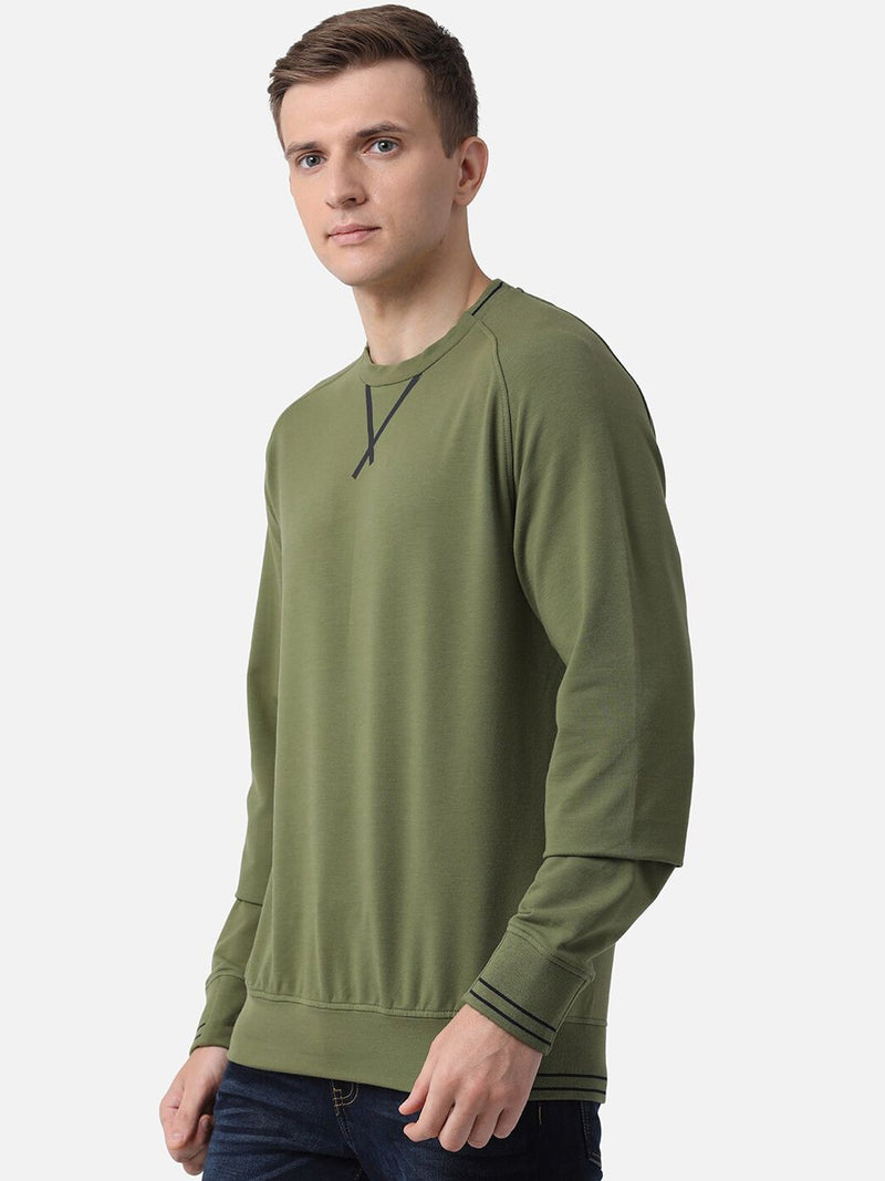 T-Base Men Olive Green Sweatshirt