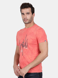 T-Base Men Orange Typography Printed T-Shirt