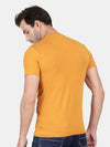 T-Base Men Yellow Striped Slim Fit Cotton T-Shirt