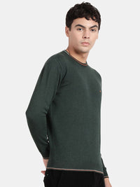 Crew Neck Dark Pine Melange Full Sleeve Pullover