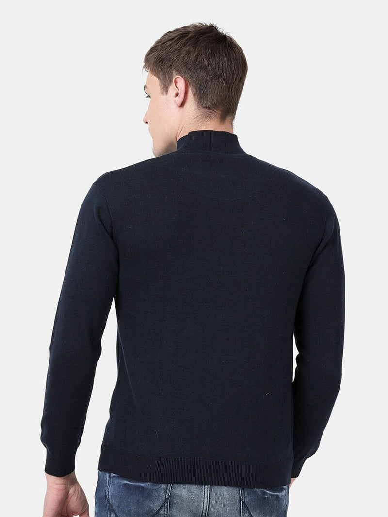 High Neck Navy Full Sleeve Pullover