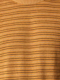 T-Base Men Orange & Black Striped Cotton Pullover