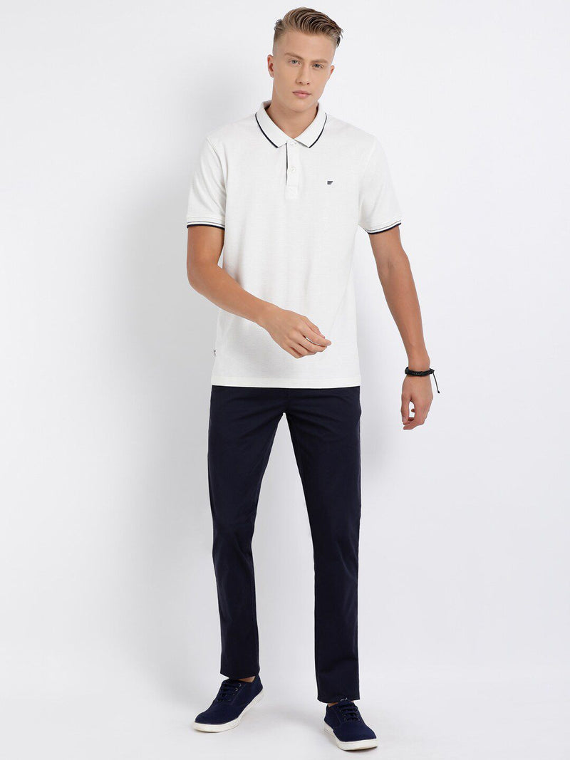 T-Base Men White Polo Collar T-Shirt