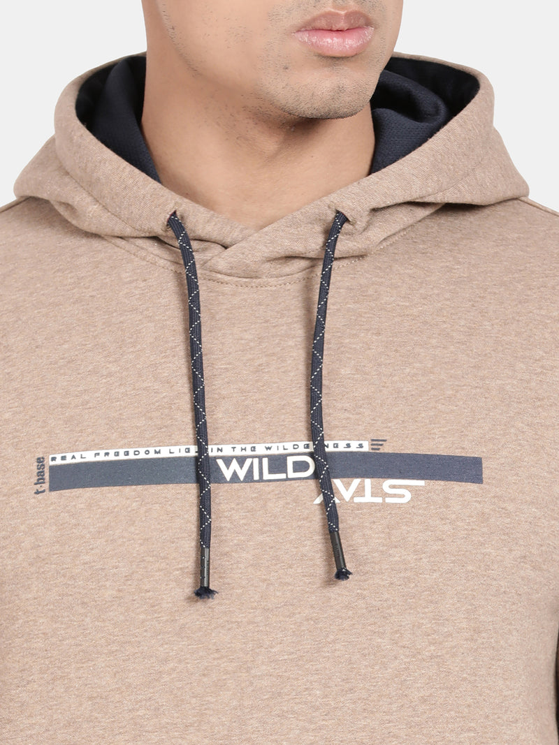 T-Base Typography Printed Hooded Sweatshirt