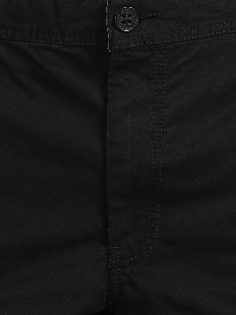 Black Solid Cargo Pants