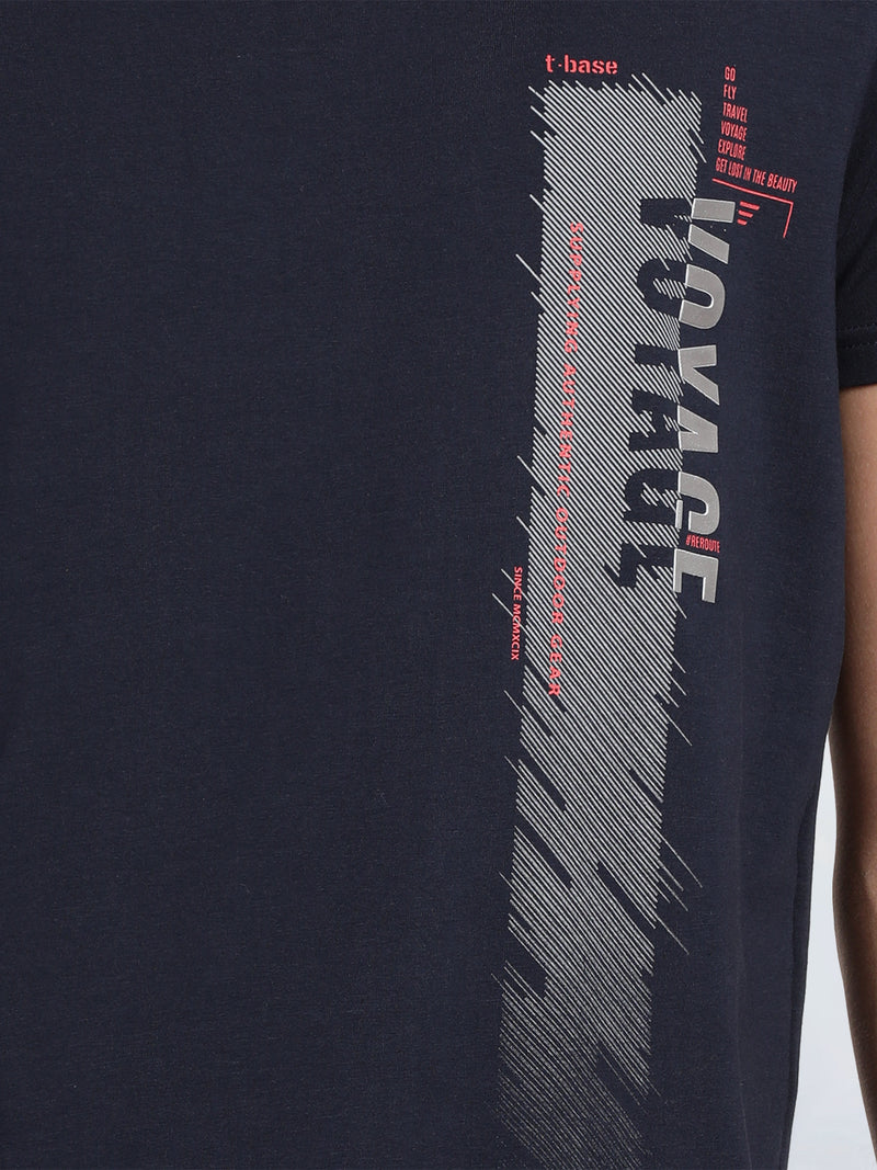 Half Sleeve Navy Crew Neck T-Shirt