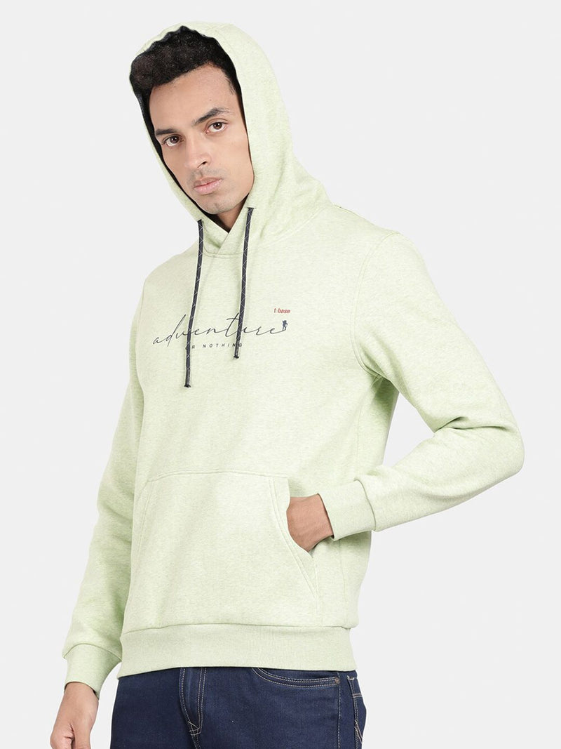 T-Base Typography Hooded Cotton Ribbed Sweatshirt