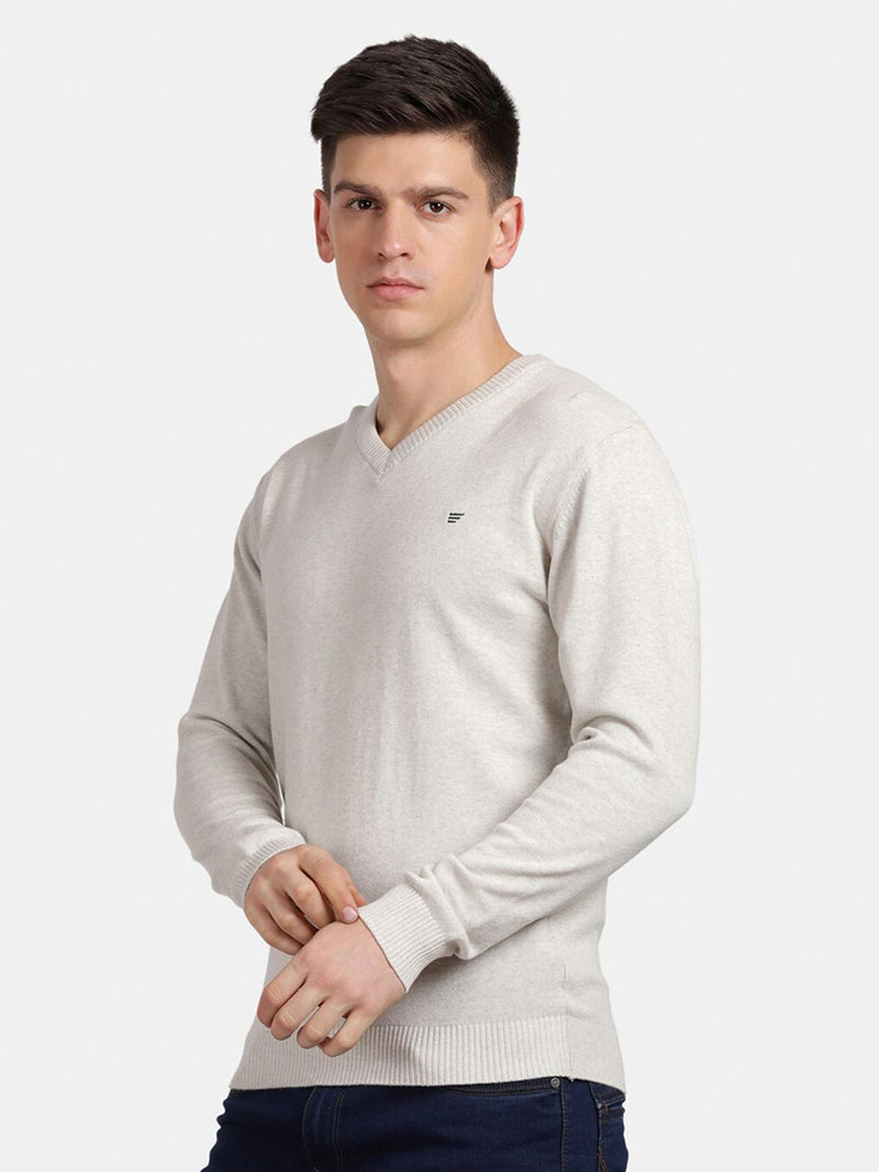 Crew Neck Moonbeam Melange Full Sleeve Pullover