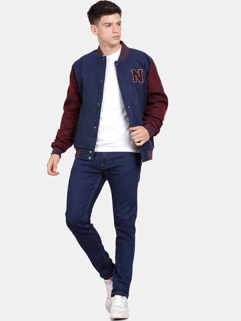 t-base Insulator Mock Collar Varsity Jacket