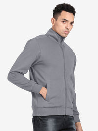 T-Base High Collar Front Open Sweatshirt