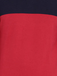 T-Base Men Red & Navy Blue Colourblocked Pullover Sweater