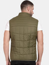 T-Base Sleeveless Puffer Jacket With Quilted Design And Polar Fleece Collar