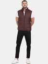 T-Base Sleeveless Puffer Jacket With Quilted Design And Polar Fleece Collar