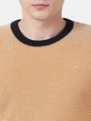 T-Base Men Yellow & White Cable Knit Sweater