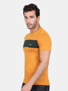 T-Base Men Plus Size Mustard Yellow & Green Slim Fit T-Shirt