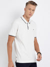 T-Base Men White Polo Collar T-Shirt