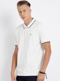 T-Base Men White Polo Collar T-Shirt