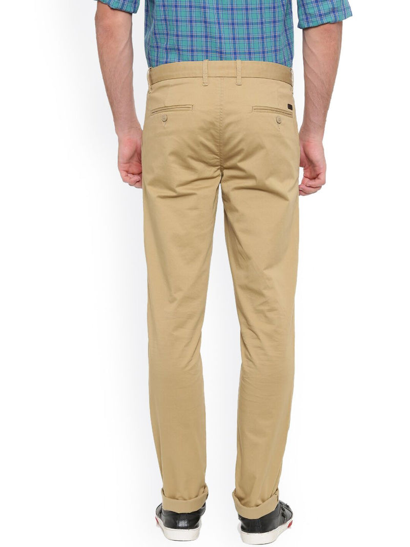 T-Base Men Brown Tapered Fit Easy Wash Chinos Trousers