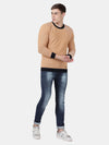 T-Base Men Yellow & White Cable Knit Sweater