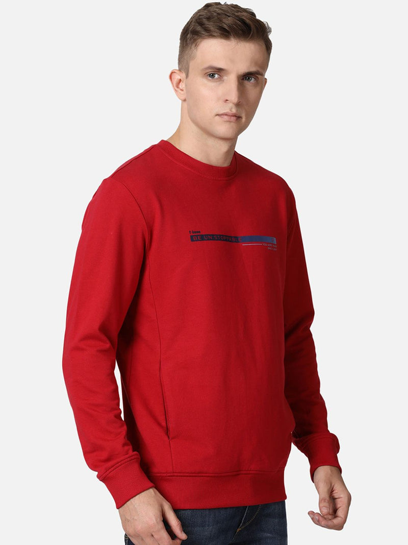 T-Base Men Red Solid Sweatshirt