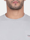 T-Base Men Grey Solid Cotton T-Shirt