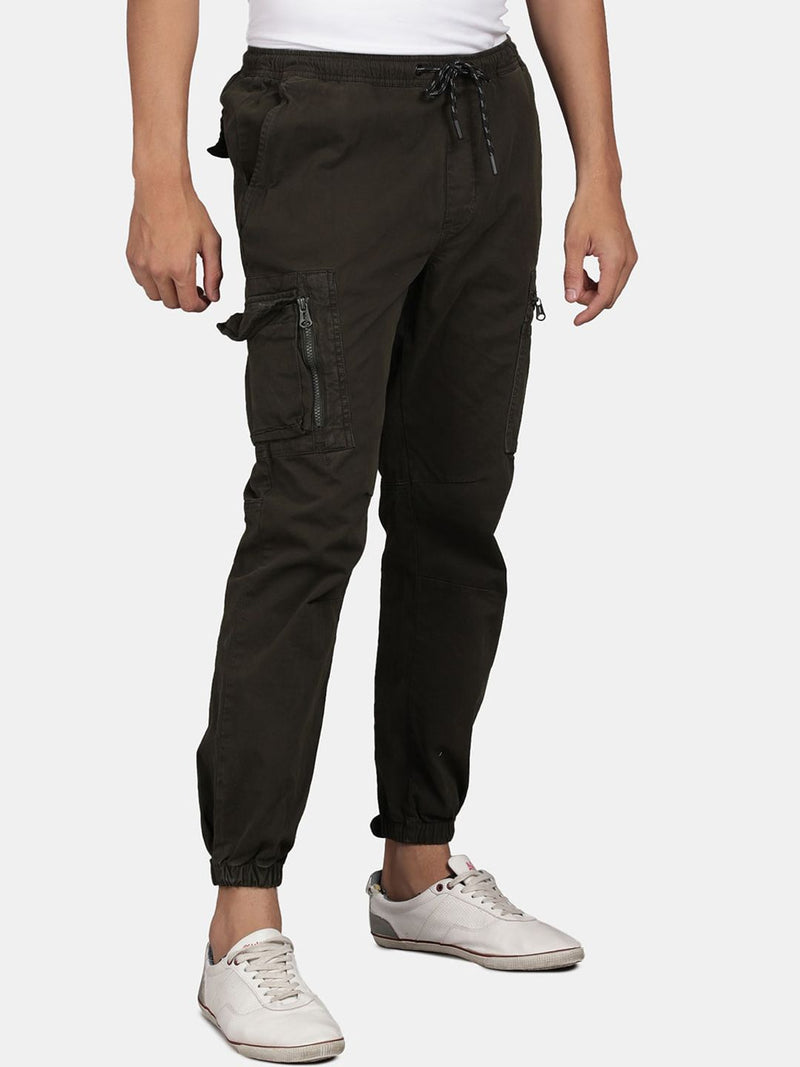 T-Base Men Mid-Rise Drawstring Plain Cotton Joggers Trouser