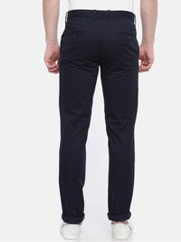 T-Base Men Navy Blue Easy Wash Chinos Trousers