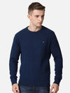 T-Base Men Navy Blue Solid Woolen Pullover