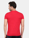 T-Base Men Red Colourblocked Slim Fit Cotton T-Shirt