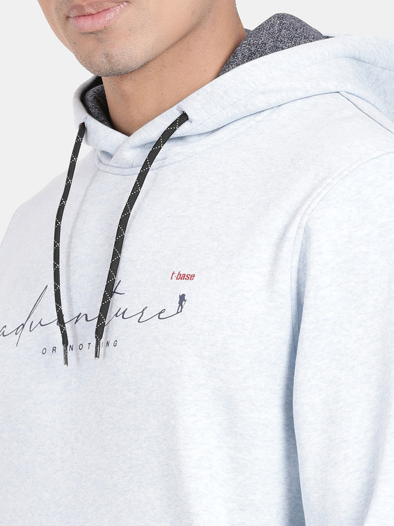 T-Base Typography Printed Hooded Sweatshirt