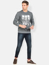 T-Base Men Grey Printed Sweatshirt