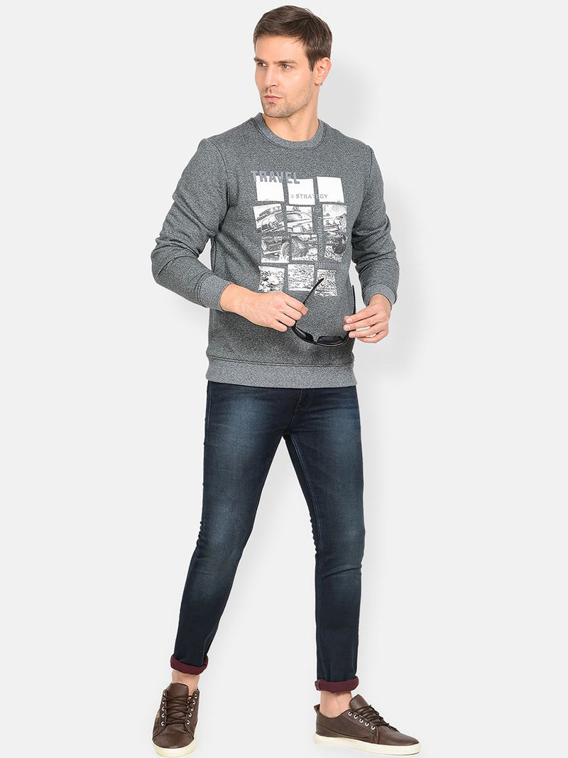 T-Base Men Grey Printed Sweatshirt