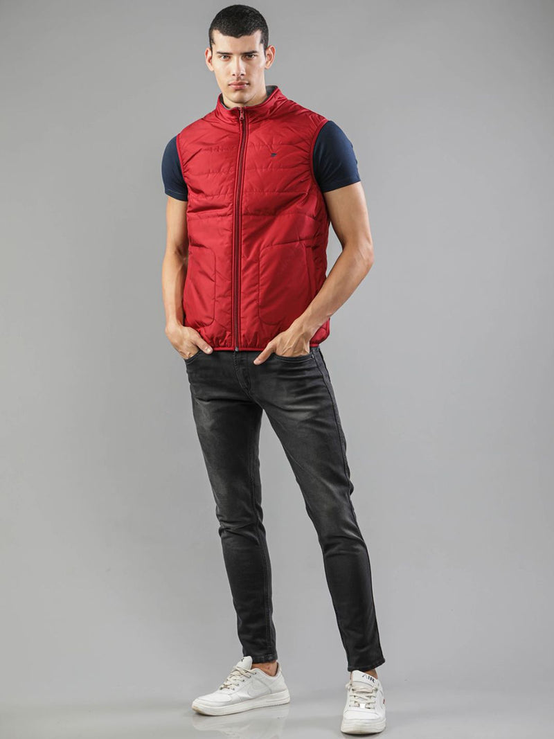 t-base Men Red Windcheater Padded Jacket