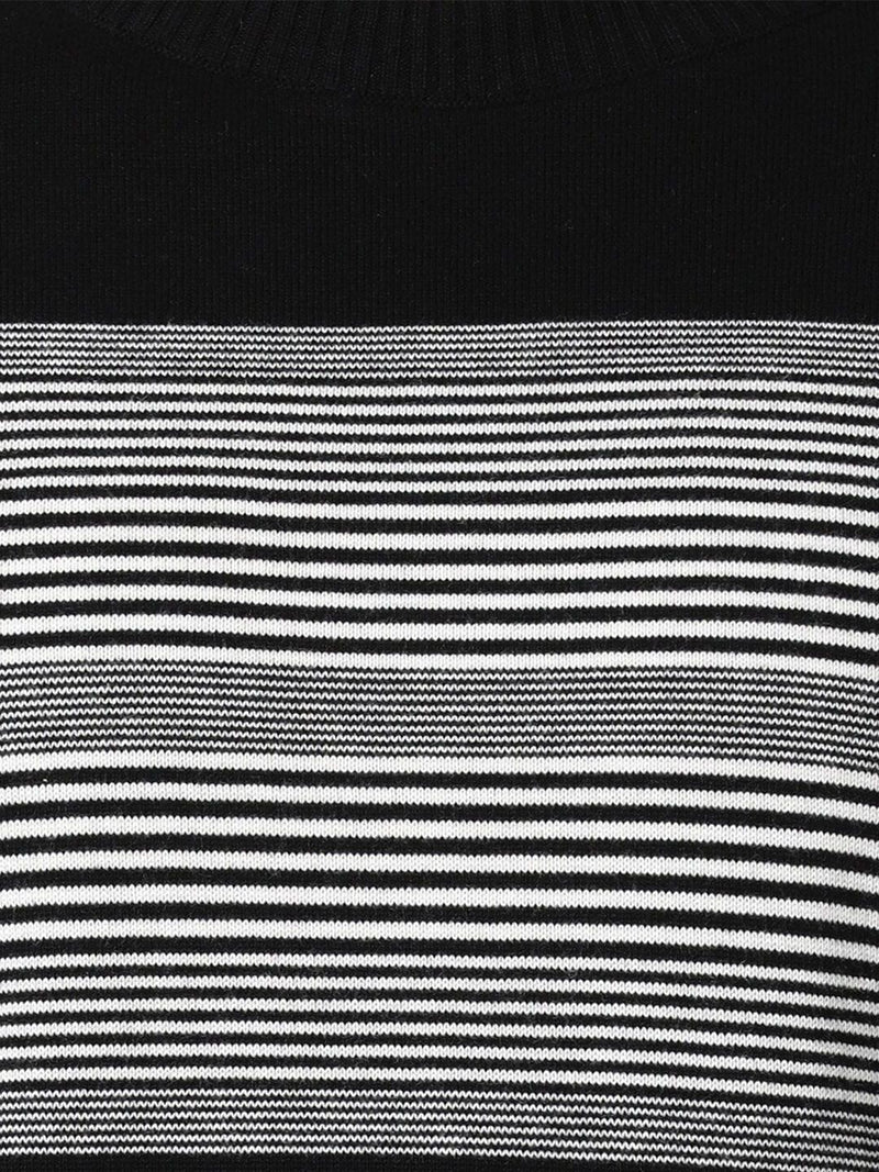 T-Base Men Black & White Striped Pure Cotton Pullover