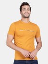 T-Base Men Yellow Striped Slim Fit Cotton T-Shirt