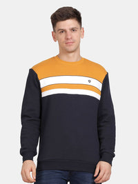 T-Base Men Round Neck Colourblocked Sweatshirt