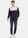 T-Base Men Round Neck Colourblocked Sweatshirt