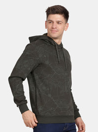 T-Base Men Abstract Printed Hooded Sweatshirt