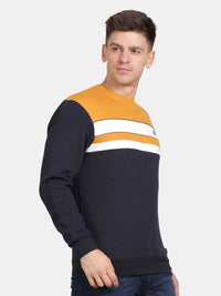 T-Base Men Round Neck Colourblocked Sweatshirt