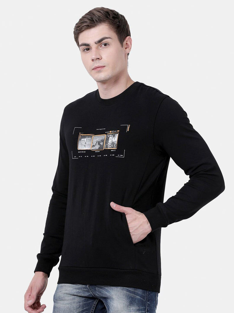 CREW NECK SWEATSHIRT WITH CHEST GRAPHIC