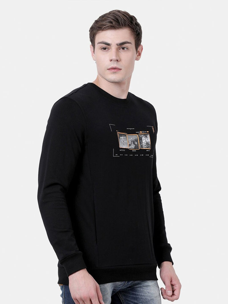 CREW NECK SWEATSHIRT WITH CHEST GRAPHIC