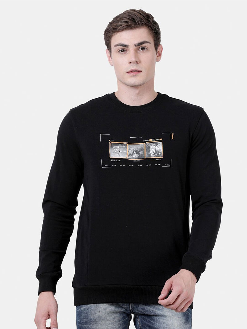 CREW NECK SWEATSHIRT WITH CHEST GRAPHIC