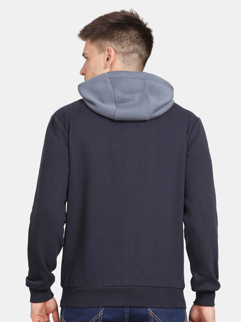 T-Base Men Colourblocked Hooded Sweatshirt