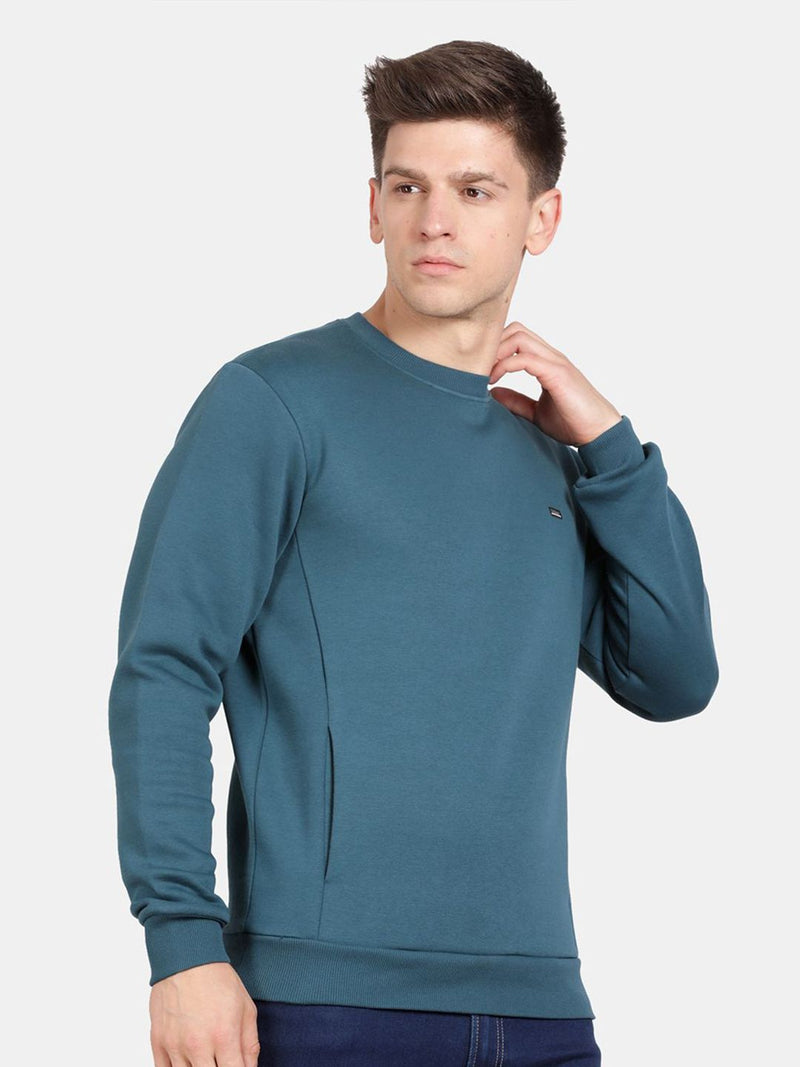 T-Base Men Solid Round Neck Sweatshirt