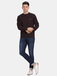 T-Base Men Pullover Self-Design Sweatshirt