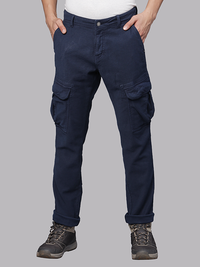 Airforce Blue Solid Cargo Pants