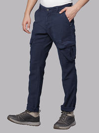 Airforce Blue Solid Cargo Pants