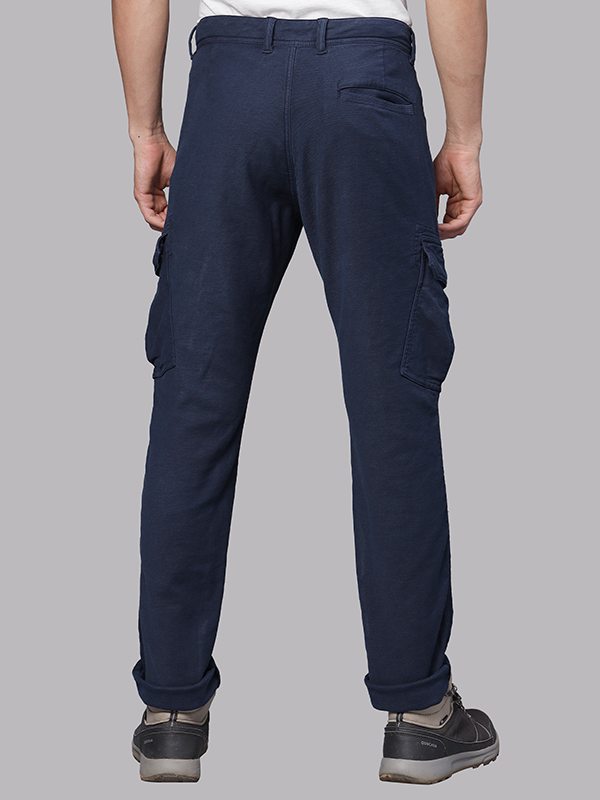 Airforce Blue Solid Cargo Pants